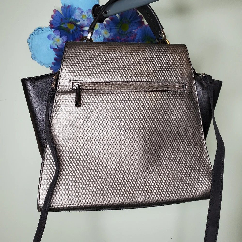 Zac Posen Black and Gunmetal Eartha Satchel